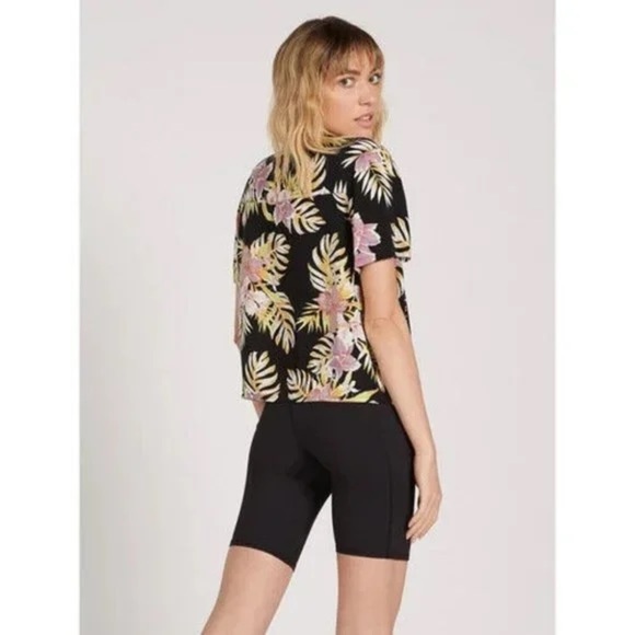 Volcom NEW Gen Wow Short Sleeve Top Black Floral Print, Size XL, NWT - Picture 5 of 8